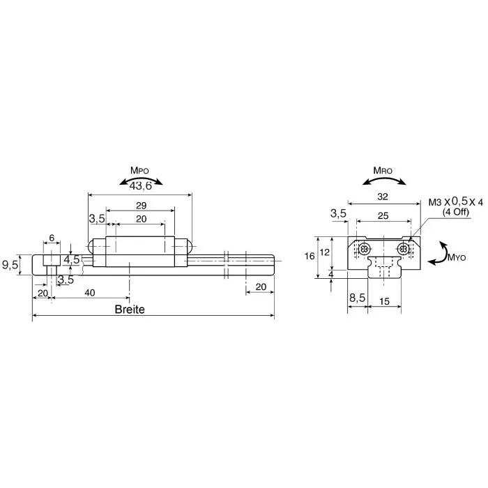 NSK Linear Guide Carriage LU 5550N Dynamic Load 15mm Rail Width, LAU15AL