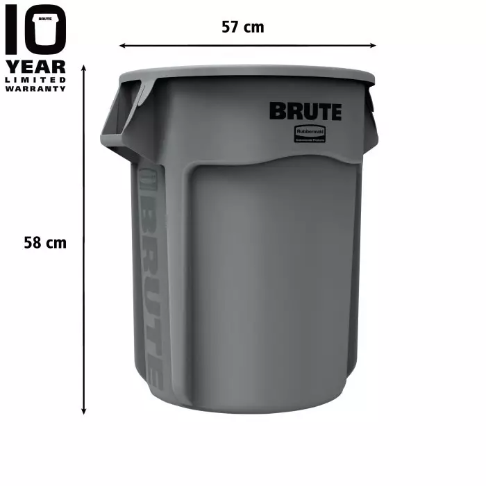RUBBERMAID 75L Grey Polyethylene Waste Bin, FG262000GRAY