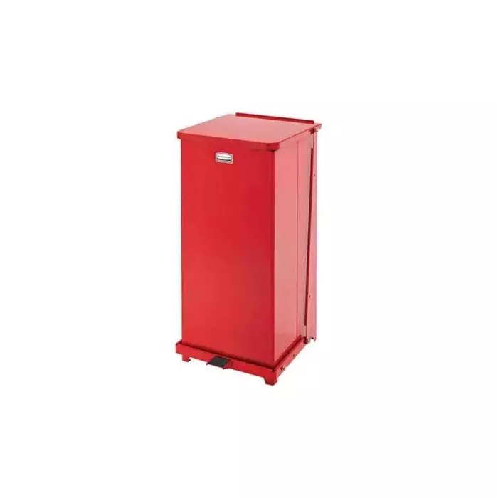 RUBBERMAID DefendersÂ® 49L Red Pedal Galvanised Steel Waste Bin, FGST24EPLRD