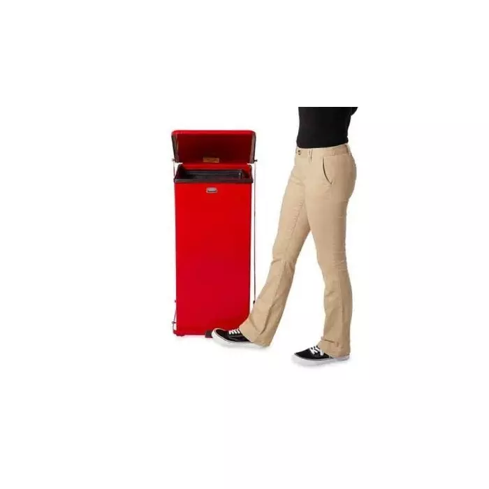 RUBBERMAID DefendersÂ® 49L Red Pedal Galvanised Steel Waste Bin, FGST24EPLRD