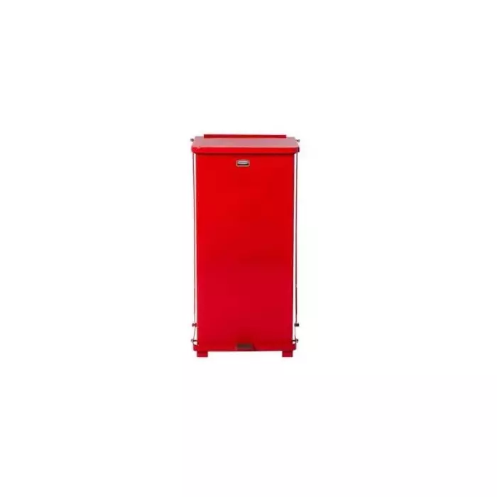 RUBBERMAID DefendersÂ® 49L Red Pedal Galvanised Steel Waste Bin, FGST24EPLRD