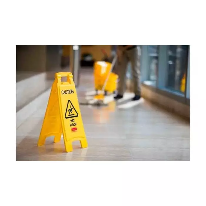 RUBBERMAID General Hazard Warning Sign (English) Yellow, FG611277YEL