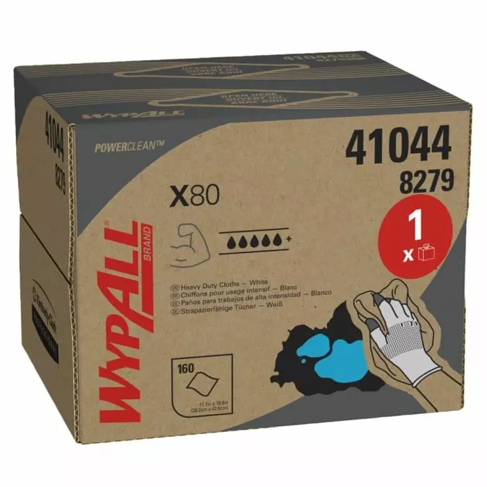 Kimberly Clark WypAll X80 Power Clean 8279 White Cloths for General Cleaning Dry Use 426 x 282mm, 8279