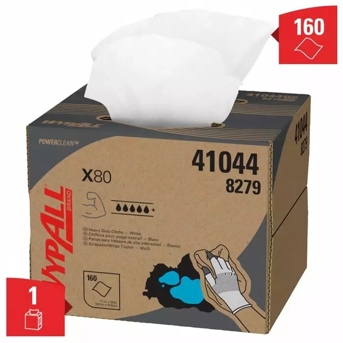 Kimberly Clark WypAll X80 Power Clean 8279 White Cloths for General Cleaning Dry Use 426 x 282mm, 8279