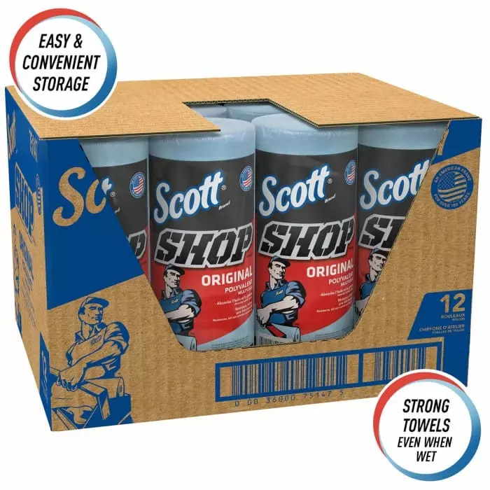 Kimberly-Clark Scott SHOP Blue Wipes, 75147