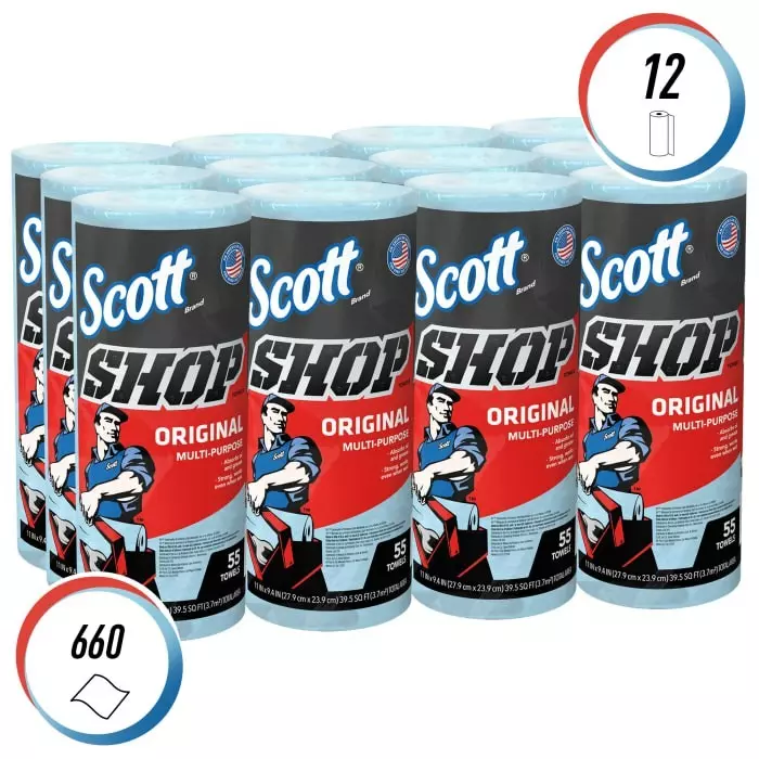 Kimberly-Clark Scott SHOP Blue Wipes, 75147