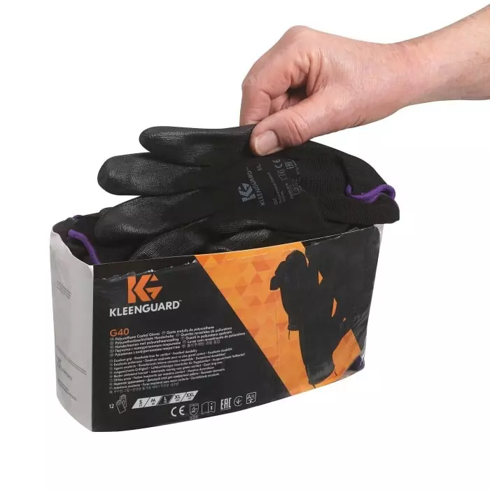 Kimberly-Clark G40 Black Nylon Mechanical Protection Gloves Size 10 Polyurethane Coating, 13840