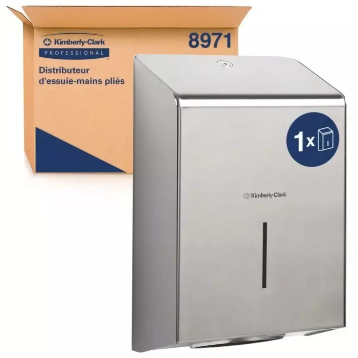 Kimberly-Clark Paper Towel Dispenser Wall Mounting Stainless Steel Silver 118x349x237 mm, 8971