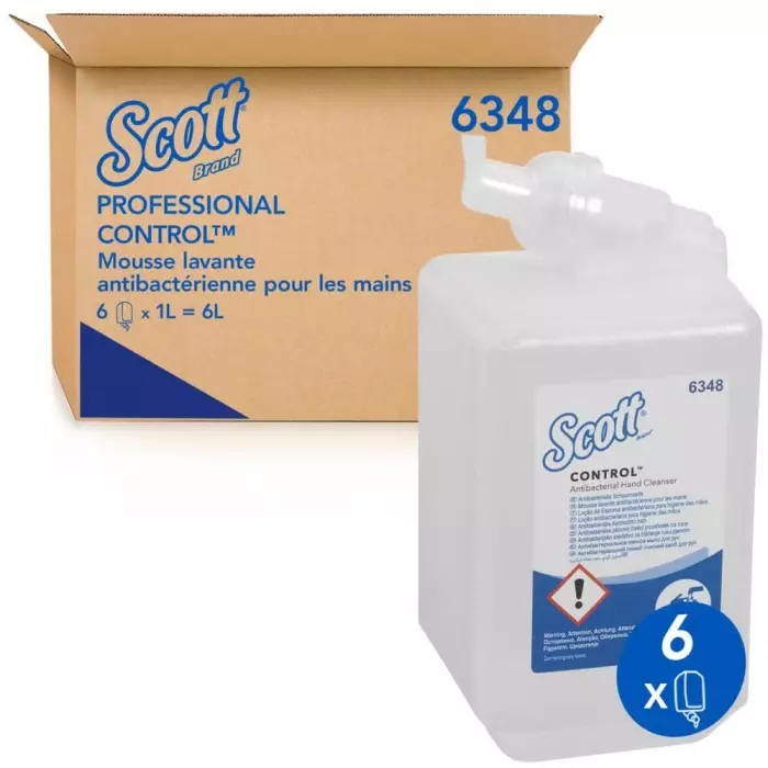 Kimberly-Clark Unscented Scott Foam Antibacterial Hand Cleaner Soap with Anti-Bacterial Properties 1 L, 6348