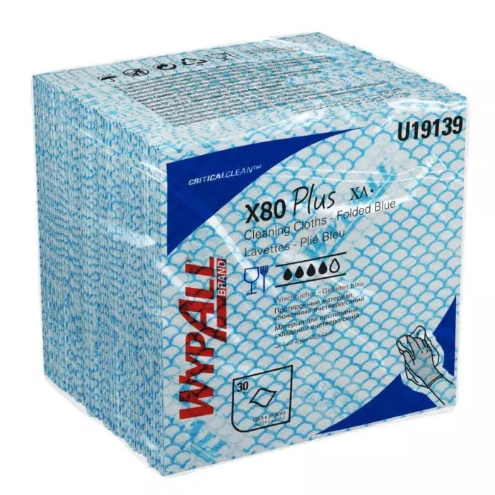 Kimberly Clark WypAll X80 Plus Critical Clean 19139 Blue Cloths for Industrial Cleaning Dry Use, 19139