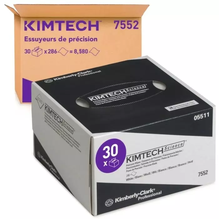 Kimberly-Clark Dry Cleaning Wipes White 286 Wipes 208 x 112mm for Clean Environments, Food Industry & Pharmaceutical, 7552