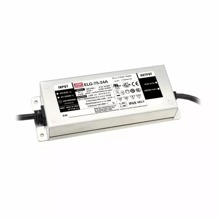 MEAN WELL LED Driver 36V Output 75W Output 2.1A Output Constant Current / Constant Voltage, ELG-75-36A-3Y