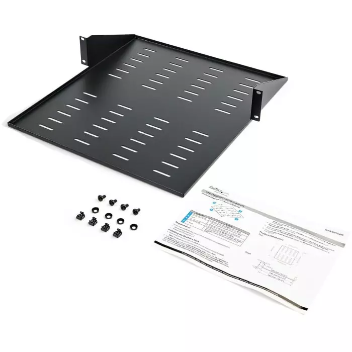 StarTech.com Black Rack Shelf 2U 34 Kg Load 483mm x 508mm, CABSHF2POSTV2