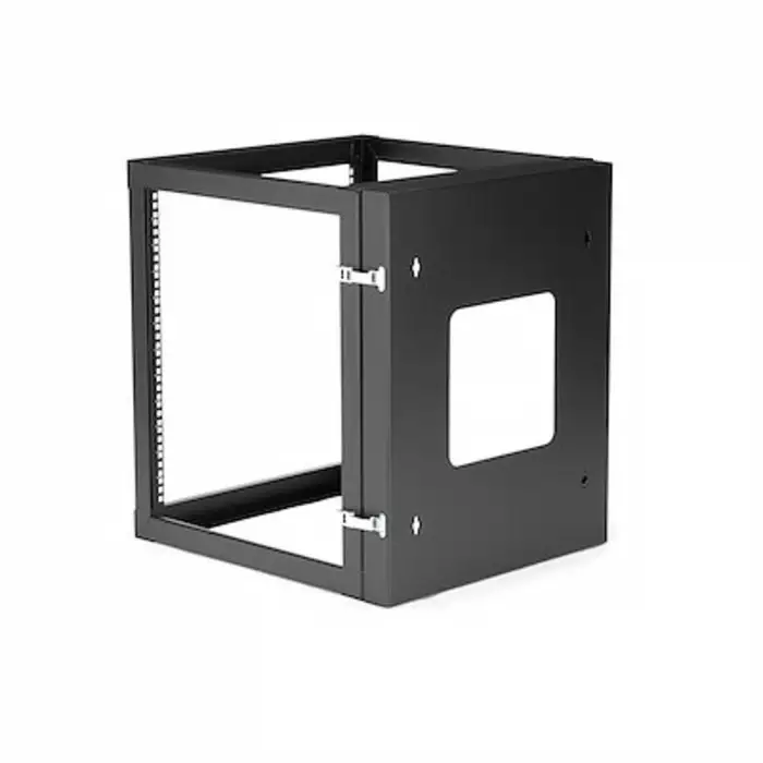 StarTech.com Black 12U Steel Server Rack with 4-Post Wall Mount Frame, RK1219WALLOH