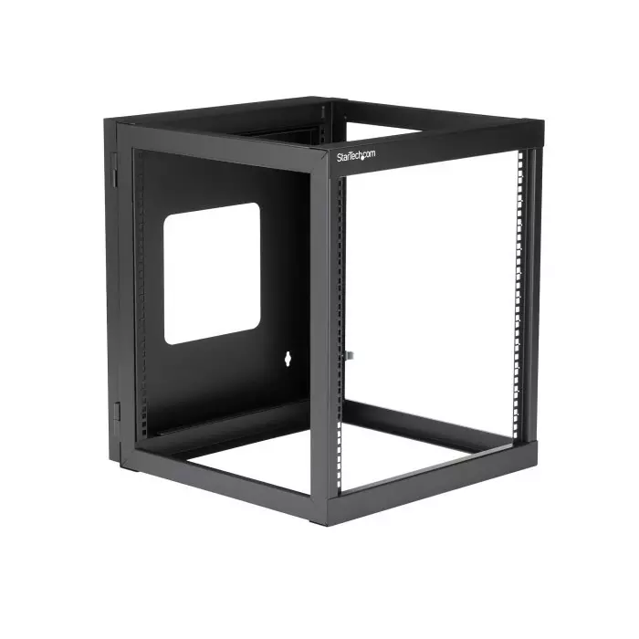 StarTech.com Black 12U Steel Server Rack with 4-Post Wall Mount Frame, RK1219WALLOH