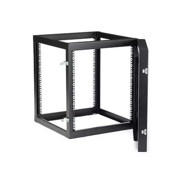 StarTech.com Black 12U Steel Server Rack with 4-Post Wall Mount Frame, RK1219WALLOH