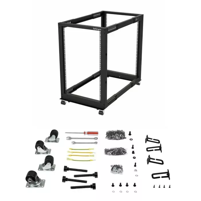 StarTech.com Black 18U Steel Server Rack with 4-Post Frame, 4POSTRACK18U