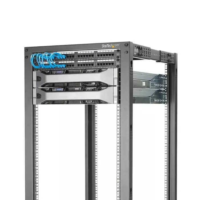StarTech.com Black 18U Steel Server Rack with 4-Post Frame, 4POSTRACK18U