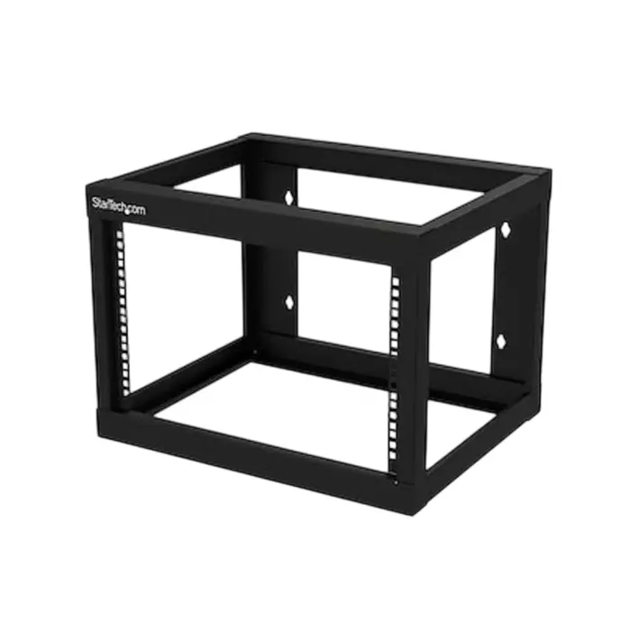 StarTech.com Black 6U Steel Server Rack with 2-Post Frame, RK619WALLO