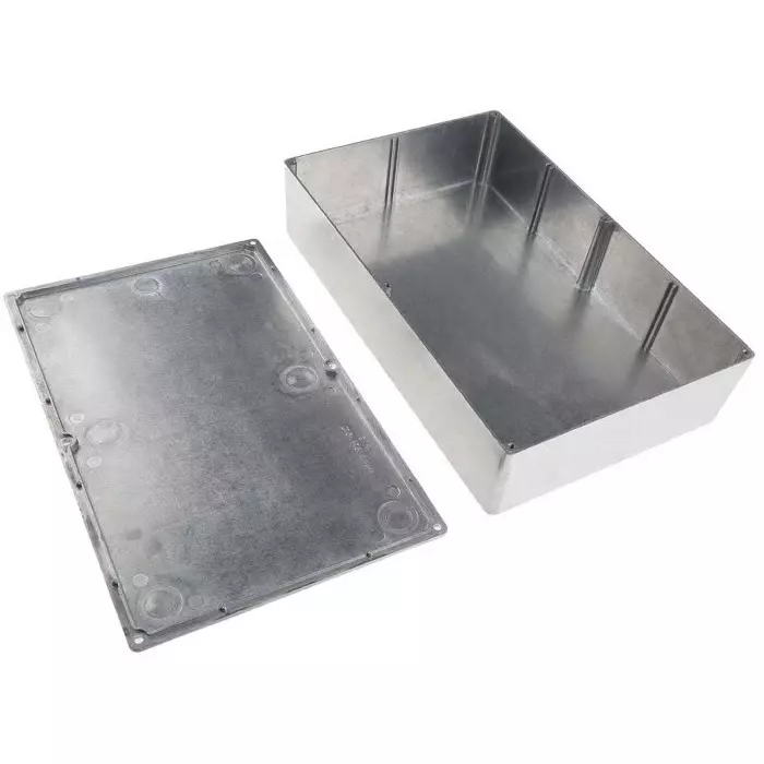 RS PRO Silver Die Cast Aluminium Enclosure Silver Lid 275 x 175 x 65.5 mm