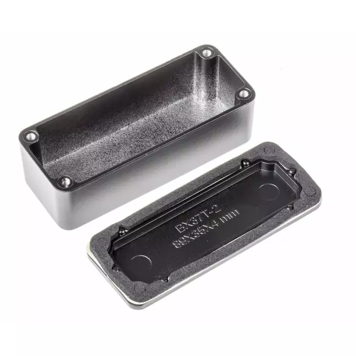 RS PRO Black Die Cast Aluminium Enclosure IP66 Black Lid 89.1 x 35 x 30.3 mm