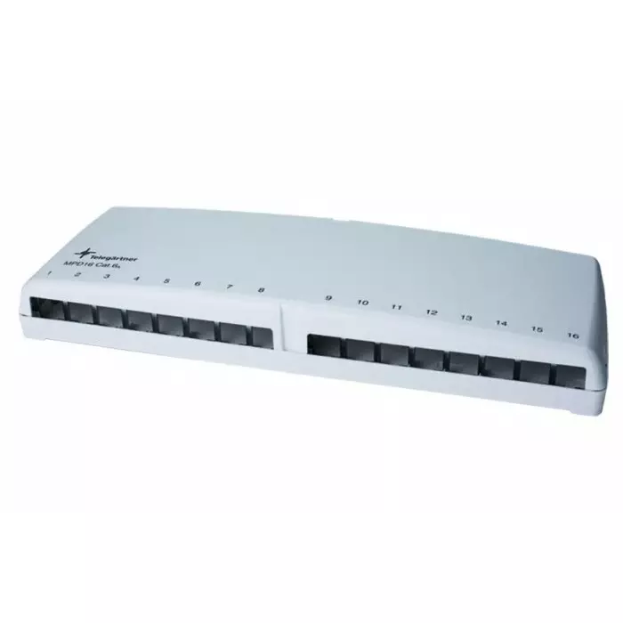 Telegartner Telegartner Data Series Cat5e Cat6 Cat6a 16 Port RJ Patch Panel White, H02000A0107