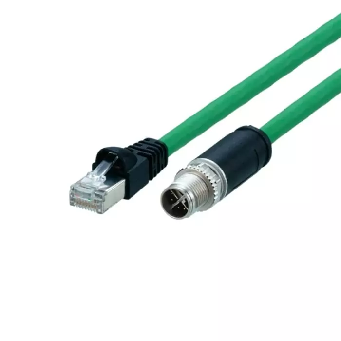 IFM E126 2m Green M12 to Male RJ45 Male Shielded Terminated Polyurethane Sheath, E12631