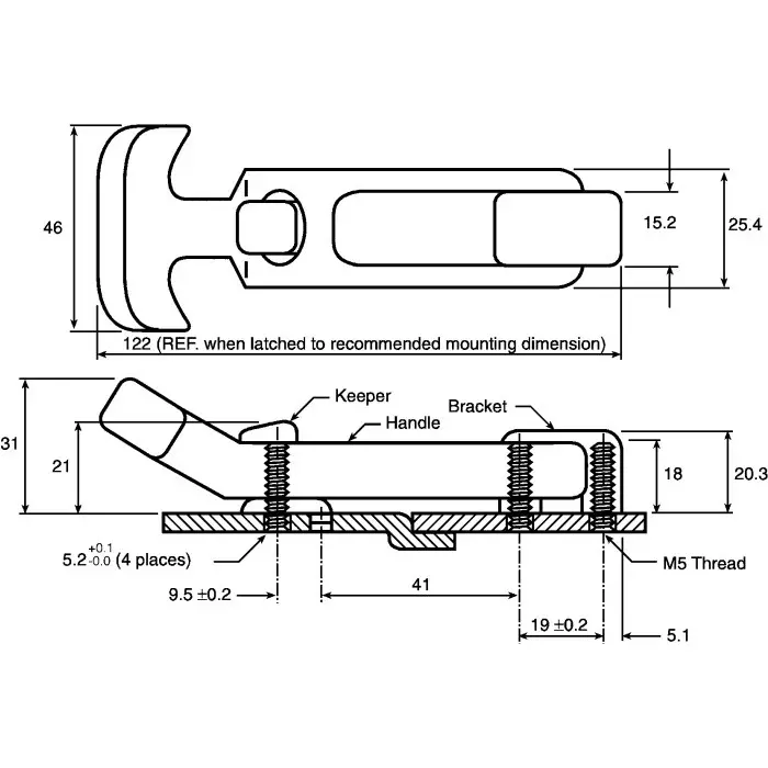 Southco Plastic Rubber Pressure Catch, F7-52 (Pack of 2)