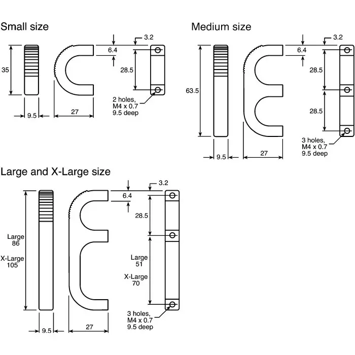 Southco Black Aluminium Handle 27 mm Height 6.4 mm Width 63.5 mm Length, B4-50-203-15 (Pack of 2)