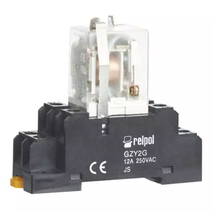 Relpol 8 Pin 250 V AC DIN Rail Relay Socket for RY2 Relay, GZY2G-BLACK