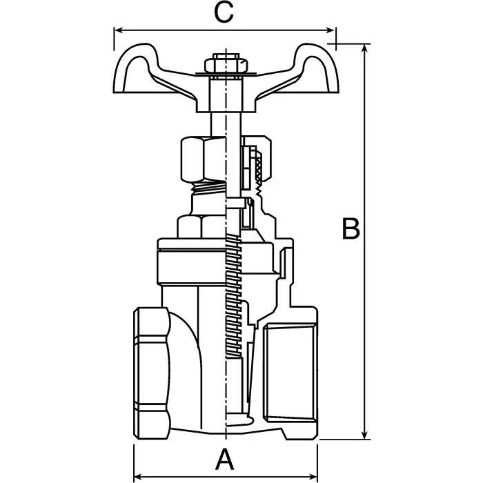 Pegler Yorkshire Gate Valve Bronze, 20 bar Max Working Pressure, 3/4 inch Connection Size, 103008