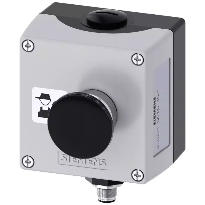 Siemens Black, Grey Metal 3SU1 Control Station Enclosure - 1 Hole 22mm Diameter, 3SU1851-0AH00-4NB1