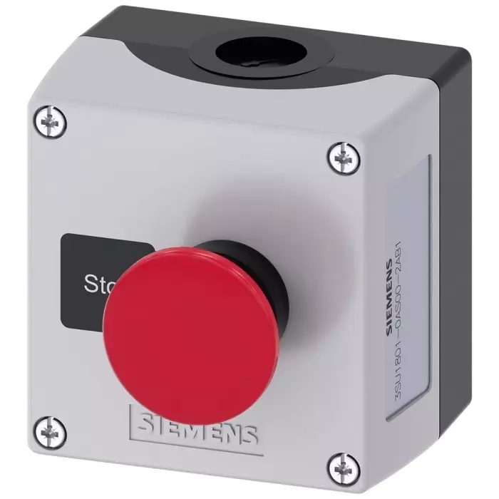 Siemens Black, Grey Plastic 3SU1 Control Station Enclosure - 1 Hole 22mm Diameter, 3SU1801-0AS00-2AB1