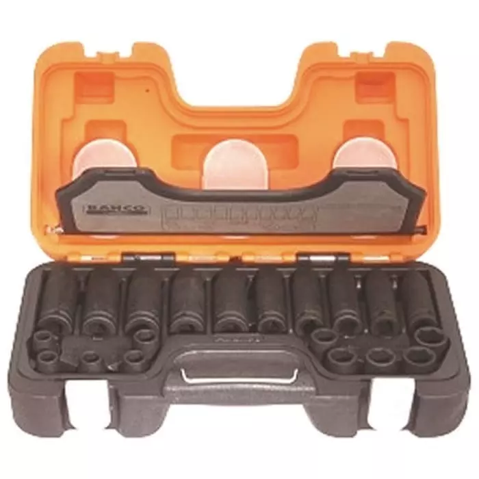 Bahco Impact Socket Set Alloy Steel Blackened Finish 1/2 inch Square Drive, D-DD/S20 (Set of 20 Pcs)