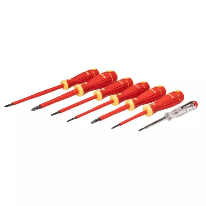 Bahco Phillips Slotted Insulated Screwdriver Set, B220.027 (Set of 7 Pcs)