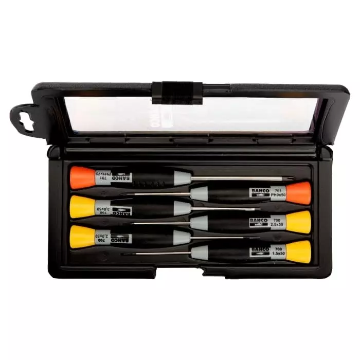 Bahco Phillips Slotted Precision Screwdriver Set, 706-1 (Set of 6 Pcs)