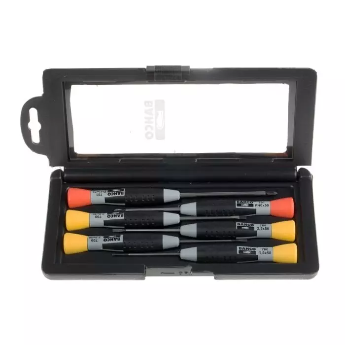 Bahco Phillips Slotted Precision Screwdriver Set, 706-1 (Set of 6 Pcs)