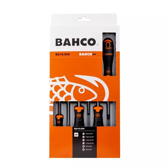 Bahco Phillips Slotted Screwdriver Set, B219.006 (Set of 6 Pcs)