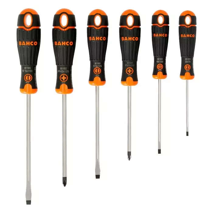 Bahco Phillips Slotted Screwdriver Set, B219.006 (Set of 6 Pcs)
