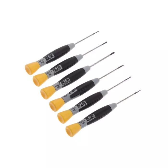 Bahco Slotted Precision Screwdriver Set, 706-3 (Set of 6 Pcs)