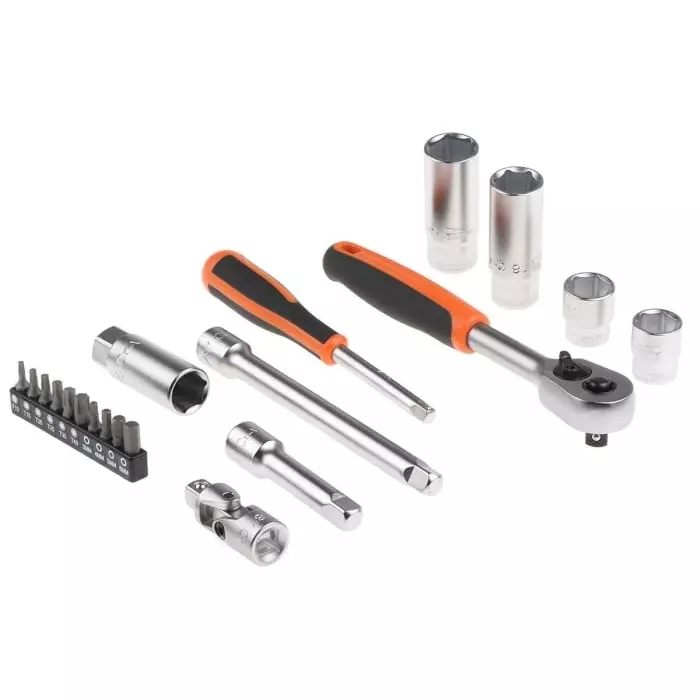 Bahco Deep Socket/Bit Set with Ratchet 6 point Hex Bit Phillips Bit Slotted Bit, S330L (Pack of 53 Pcs)