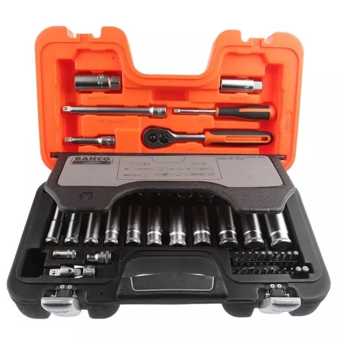 Bahco Deep Socket/Bit Set with Ratchet 6 point Hex Bit Phillips Bit Slotted Bit, S330L (Pack of 53 Pcs)