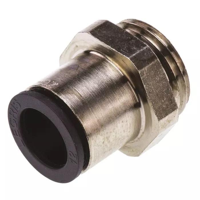 Legris LF3000 Series Straight Threaded Adaptor G 1/2 Male to Push In 12 mm Threaded-to-Tube Connection Style, 3101 12 21 (Pack of 2 Pcs)