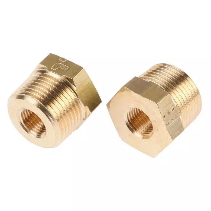 Legris Brass Pipe Fitting Straight Threaded Reducer Male R 3/4 inch to Female G 1/4in, 0163 27 13 (Pack of 5 Pcs)