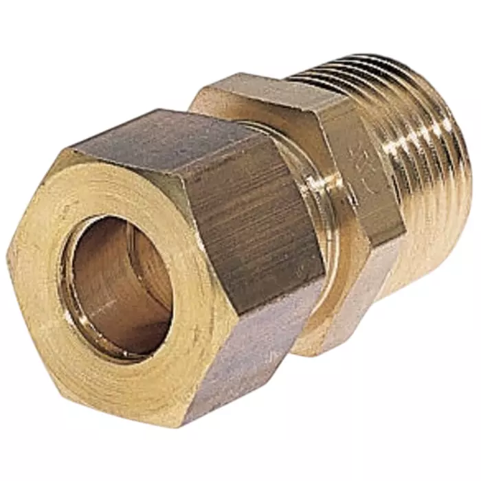 Legris Brass Pipe Fitting Straight Compression Coupler Male R 1/4 inch to Female 12 mm, 0105 12 13 (Pack of 5 Pcs)