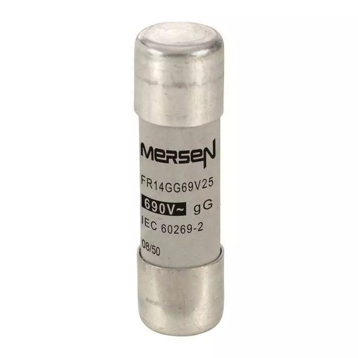Mersen Slow-Blow Ceramic Cartridge Fuse 25 A 690 V AC 14x51 mm, FR14GG69V25 (Pack of 10 Pcs)