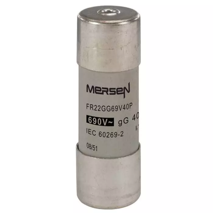 Mersen Slow-Blow Ceramic Cartridge Fuse 40 A 690 V AC 22.2x58 mm, FR22GG69V40P (Pack of 10 Pcs)