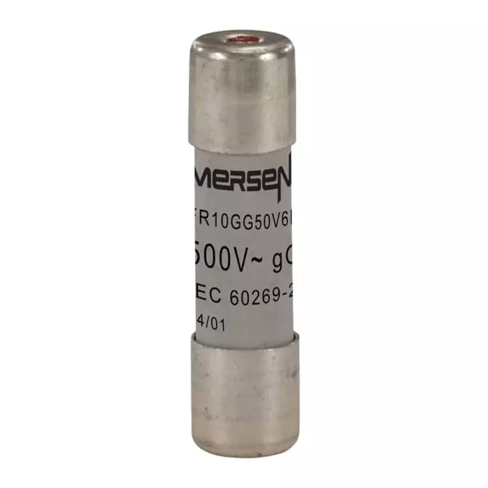 Mersen Slow-Blow Ceramic Cartridge Fuse 6 A 500 V AC 10x38 mm, FR10GG50V6I (Pack of 10 Pcs)