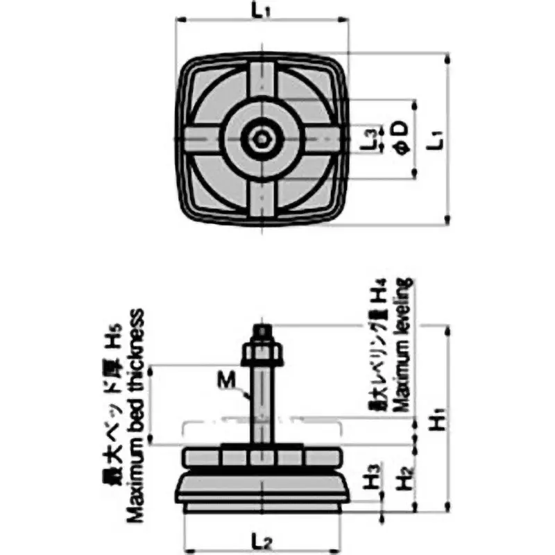 TAKIGEN High Mount Cast Iron 200x185x26 mm (L1xL2xL3), K-360-Y-20
