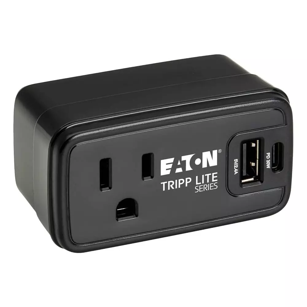 EATON TRIPP LITE Adapt, Nema 5-15P To 15-15R, Usb A/C, Bl, Sk10C32B